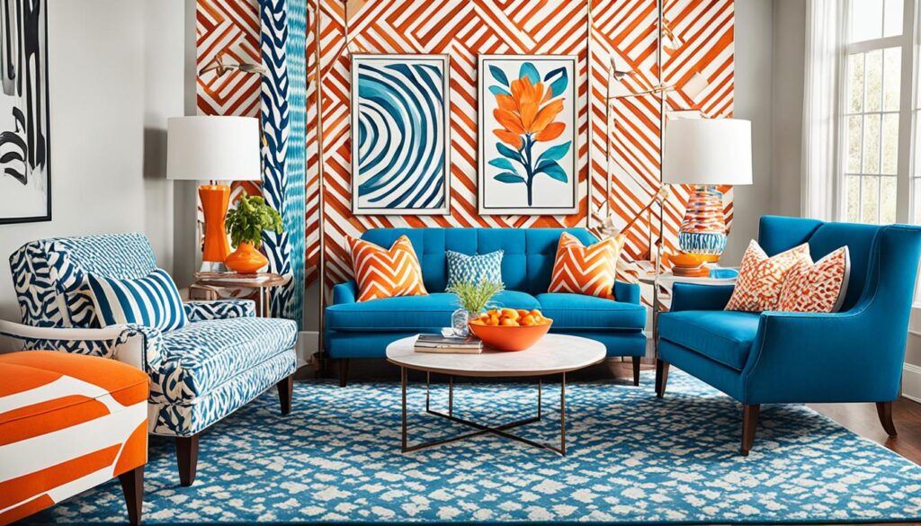 bold patterns and colors in living rooms