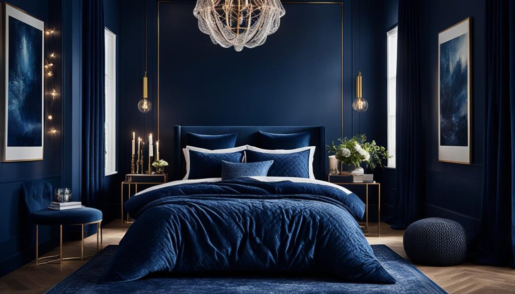 dark blue bedroom