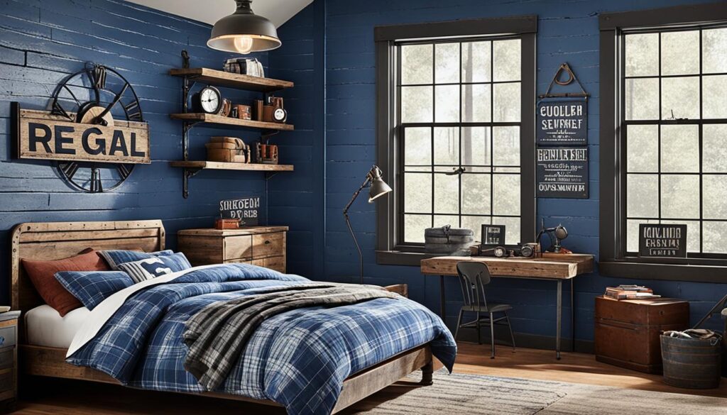 rustic blue boys bedroom