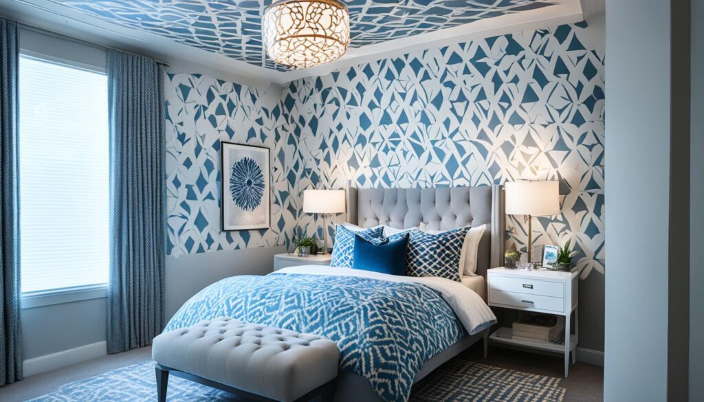 wallpapered ceiling